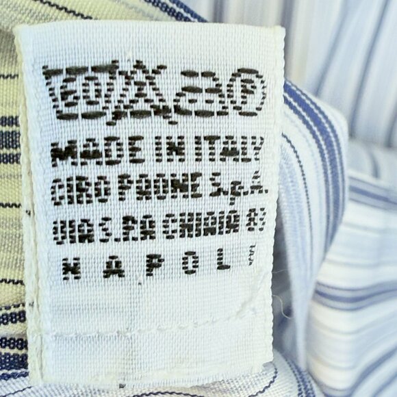 KITON Striped luxury Dress Shirt Blue White Made in Italy Size 15.5 /39 - Picture 9 of 13